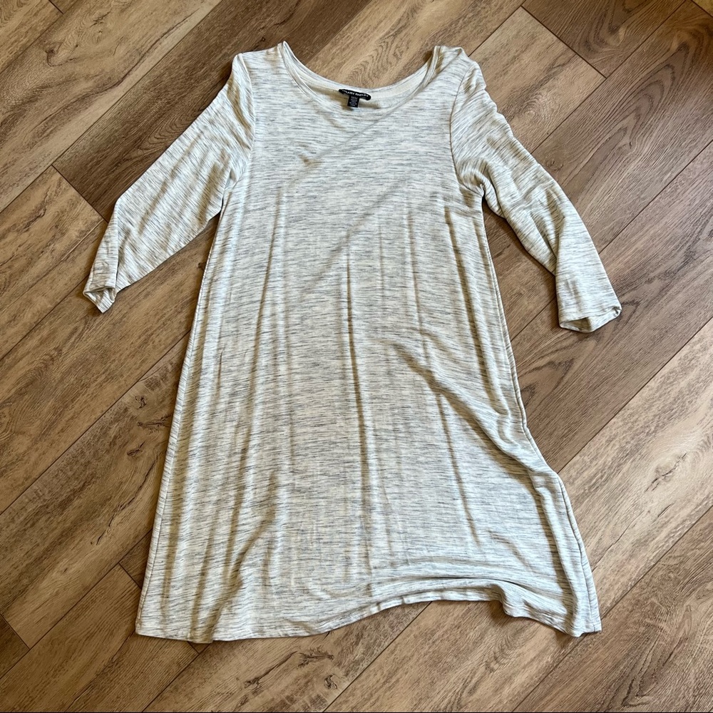 Hilary Radley French Terry 3/4 Sleeve Dress Heathered Cream